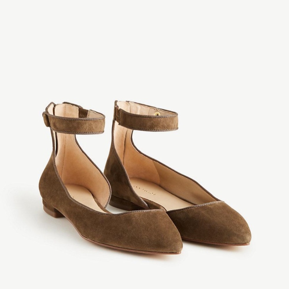 Ann Taylor Evana Suede D’Orsay Flat Green 6.5